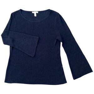 Eileen Fisher Black Linen Blend Pullover Sheer Breathable sweater sz Small S/P